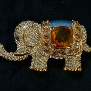 Dazzling Bejewelled Elephant Brooch